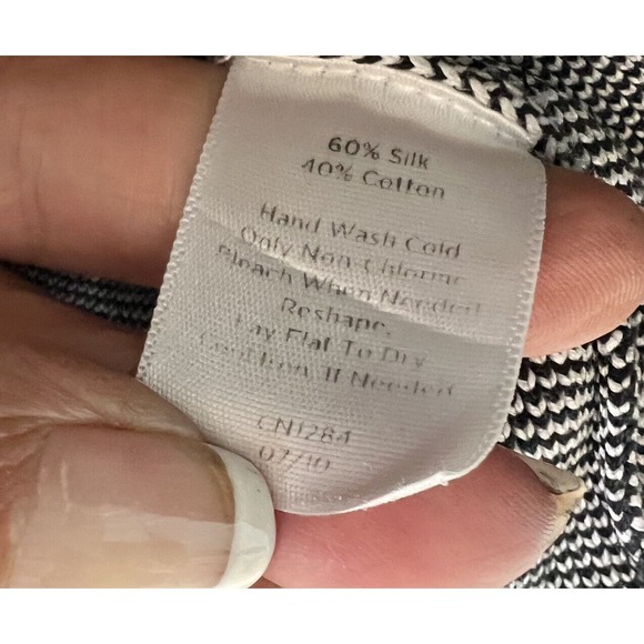 Talbots Blazer Size Medium Silk Cotton Blend Black White Contemporary Jacket - Picture 7 of 11